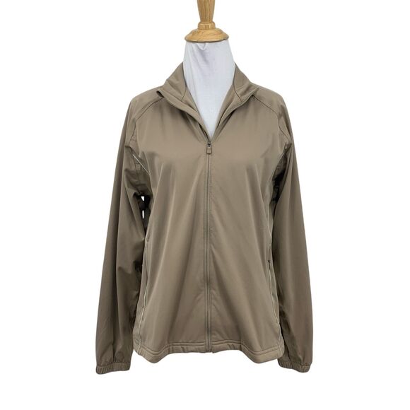 Adidas Jacket Womens M Medium Stone Climaproof Mash Lined Full Zip Stand Collar - Picture 1 of 16